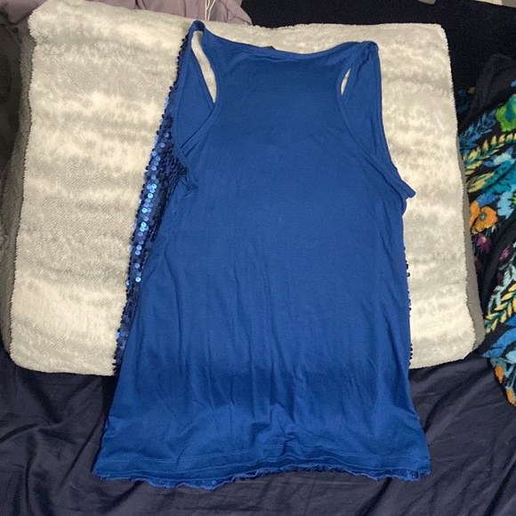 Vintage y2k Blue Sequin Tank Top - Picture 3 of 4